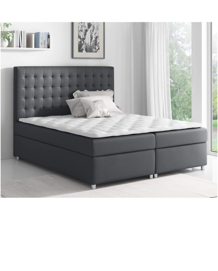Asti continental bed 200x200, upholstered, mattress, mattress cover, container - Image 4