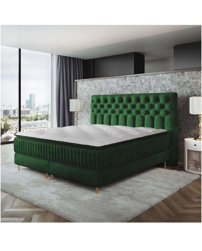 Astoria continental bed, 160x200 cm, upholstered, with pocket and Bonnell spring mattress Gr1 - Image 2