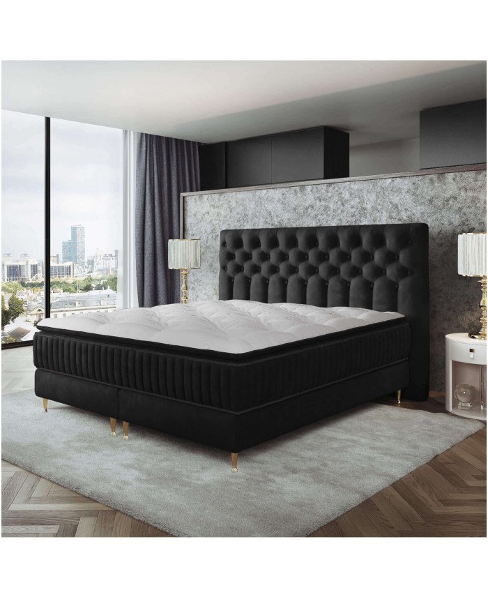 Astoria continental bed, 160x200 cm, upholstered, with pocket and Bonnell spring mattress Gr1 - Image 3