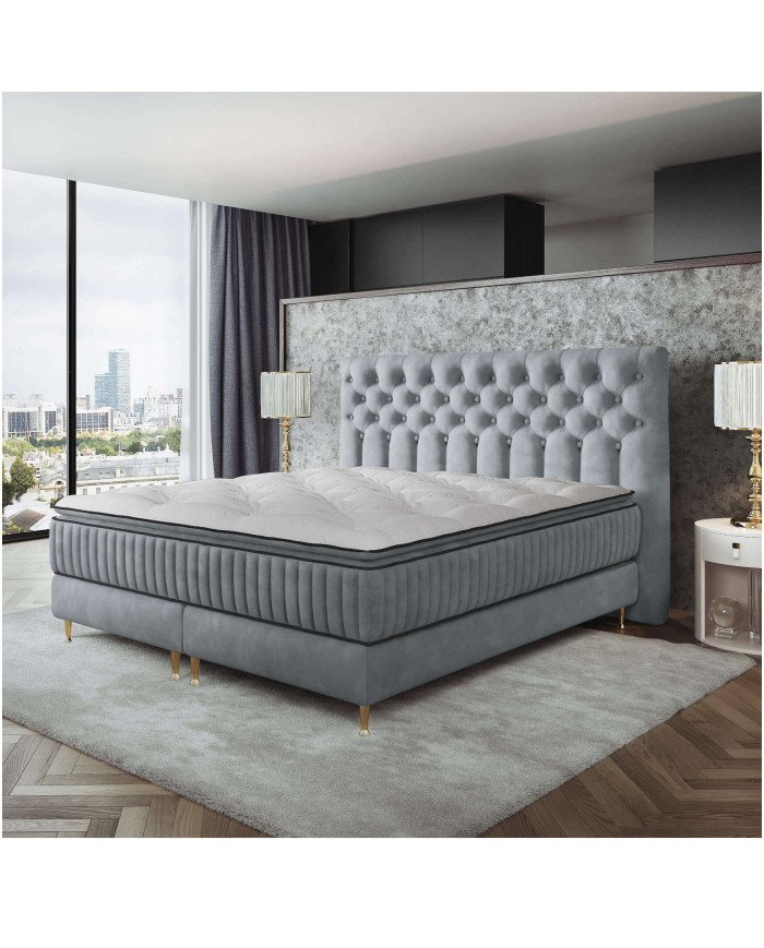 Astoria continental bed, 160x200 cm, upholstered, with pocket and Bonnell spring mattress Gr1 - Image 4