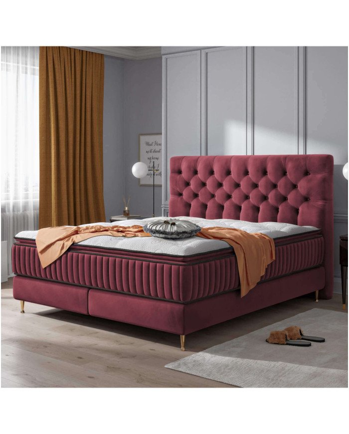 Astoria continental bed, 160x200 cm, upholstered, with pocket and Bonnell spring mattress Gr1 - Image 7