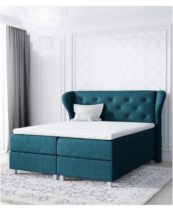 Bakarat continental bed 140x200, upholstered, mattress, mattress cover, container - Image 4