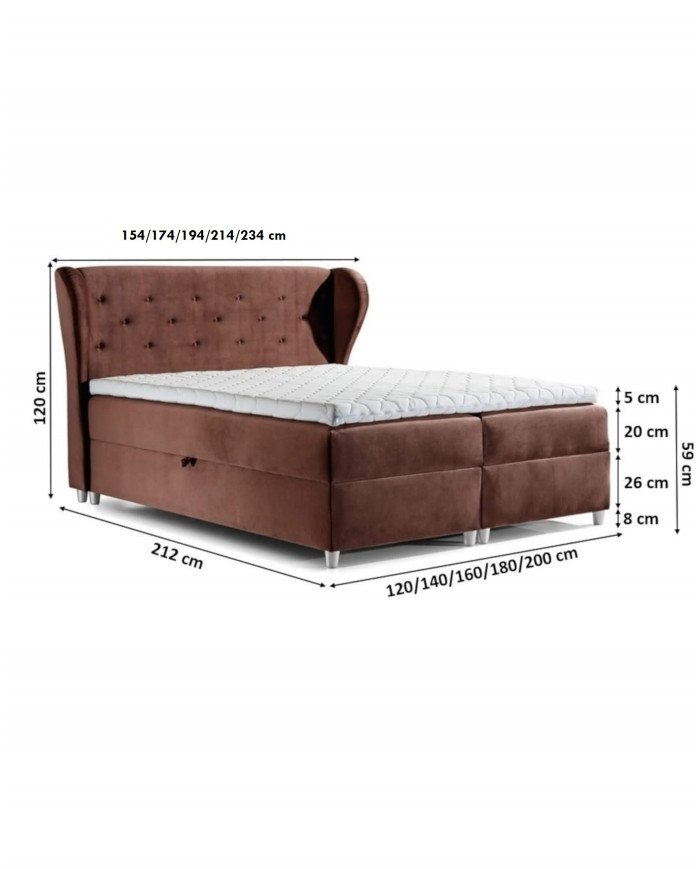 Bakarat continental bed 140x200, upholstered, mattress, mattress cover, container - Image 5