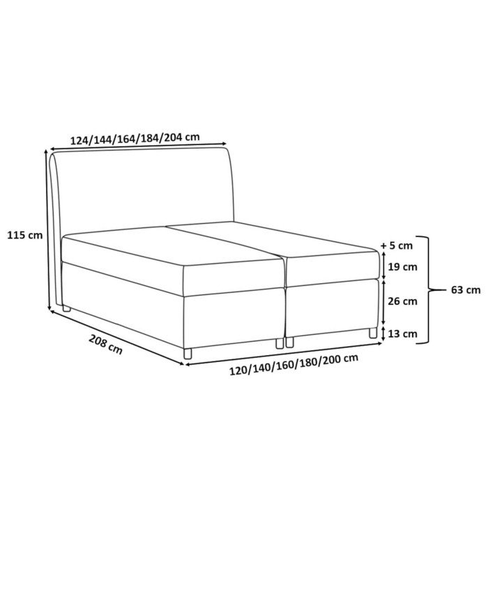 Bari continental bed 180x200, upholstered, mattress, mattress cover, container - Image 6