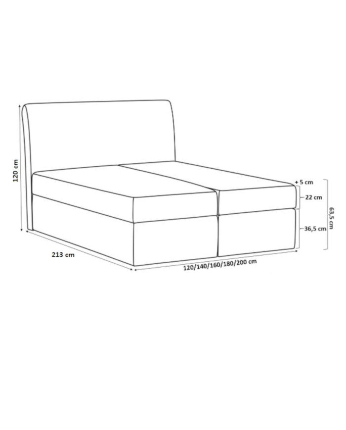 Simple continental bed 180x200, upholstered, mattress, mattress cover, container - Image 5