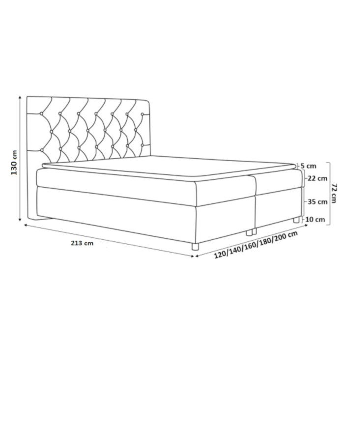 Bella continental bed 140x200, upholstered, mattress, mattress cover, container - Image 6