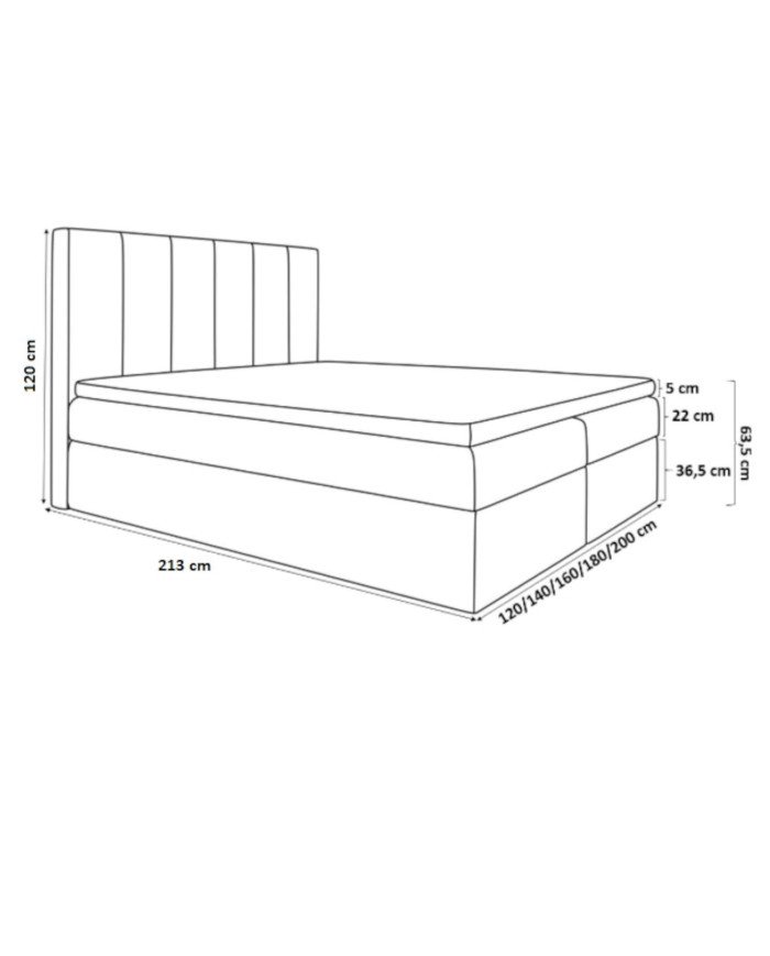 Bono continental bed 180x200, upholstered, mattress, mattress cover, container - Image 6