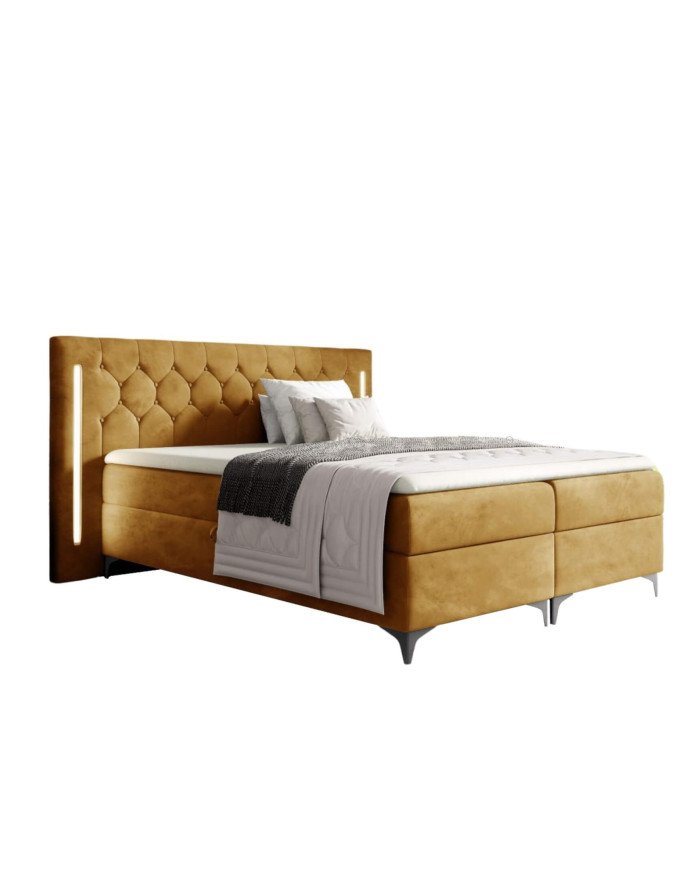 California continental bed 140x200, with lighting, upholstered, mattresses, mattress cover, container - Image 7