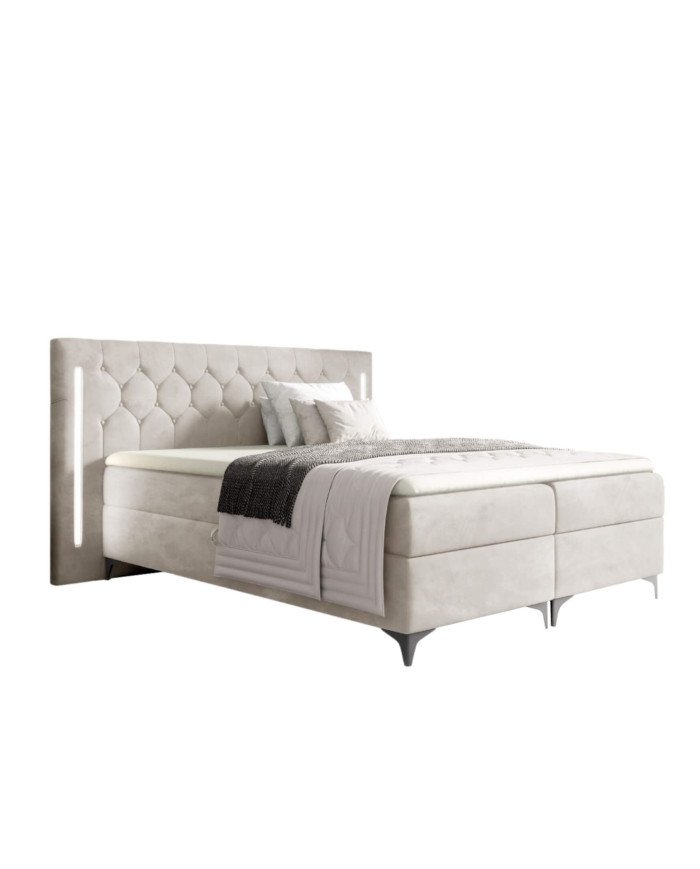 California continental bed 180x200, with lighting, upholstered, mattresses, mattress cover, container - Image 3
