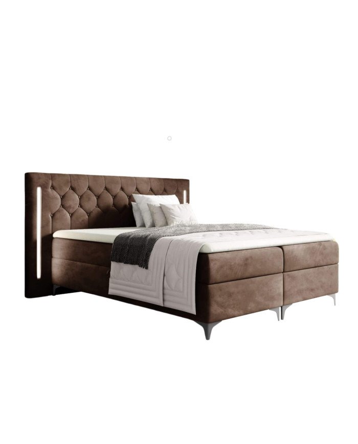 California continental bed 180x200, with lighting, upholstered, mattresses, mattress cover, container - Image 4