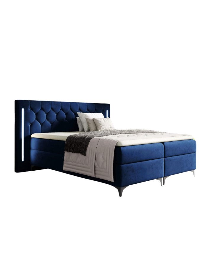 California continental bed 180x200, with lighting, upholstered, mattresses, mattress cover, container - Image 5