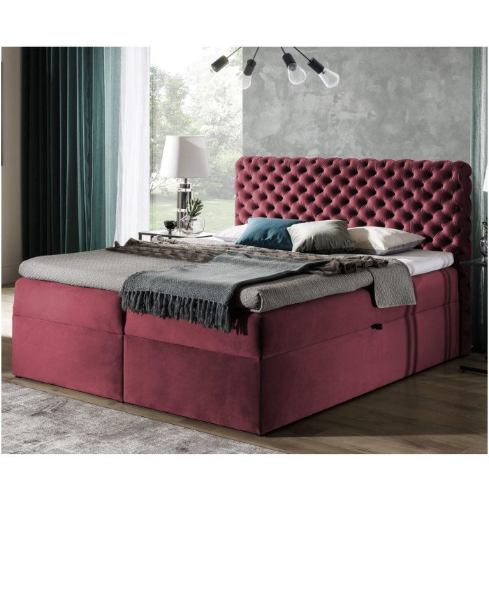 Chesterfield continental bed 140x200, upholstered, mattress, mattress cover, container - Image 3