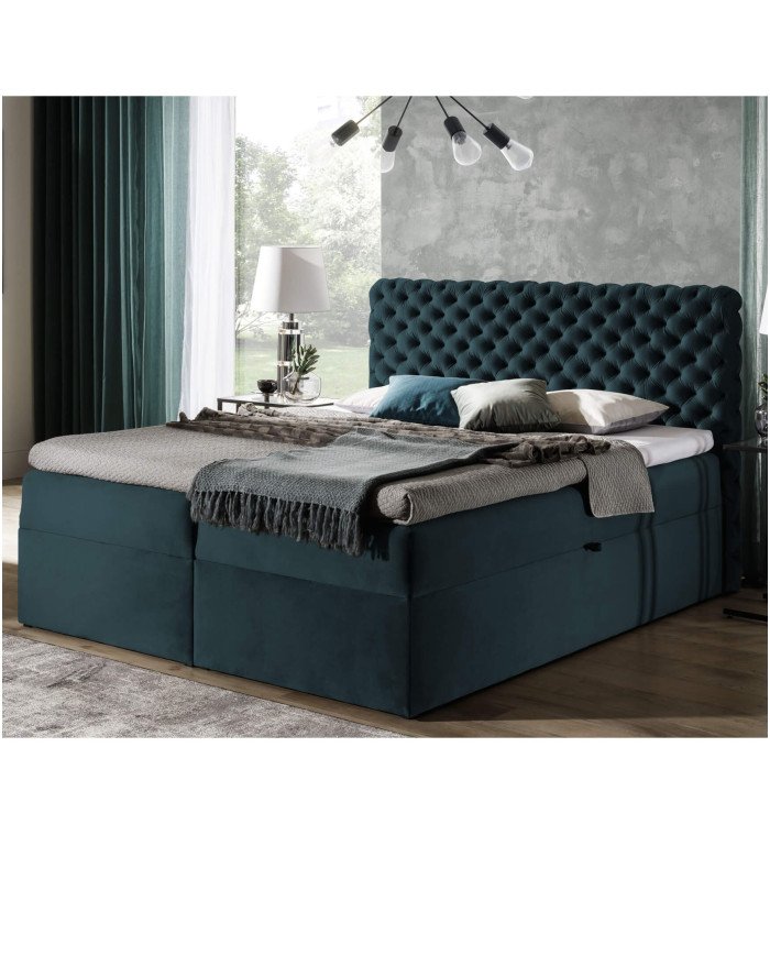 Chesterfield continental bed 140x200, upholstered, mattress, mattress cover, container - Image 4