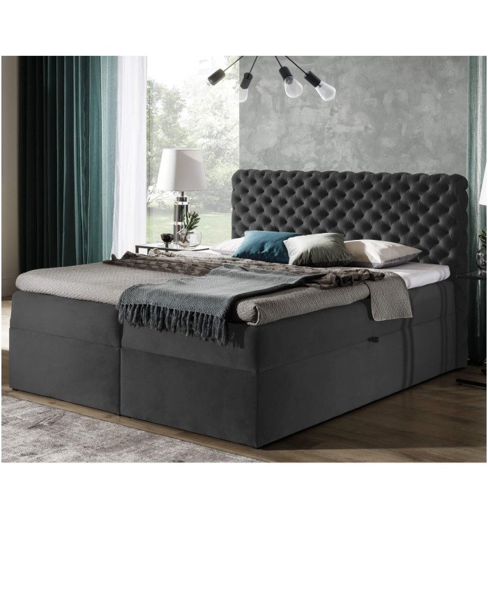 Chesterfield continental bed 140x200, upholstered, mattress, mattress cover, container - Image 5