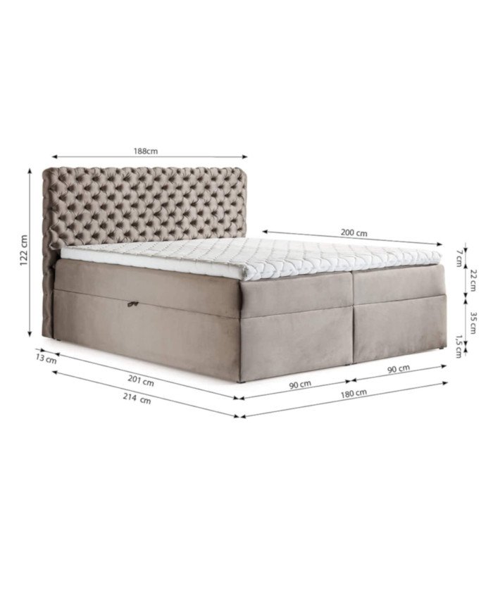 Chesterfield continental bed 200x200, upholstered, mattress, mattress cover, container - Image 7
