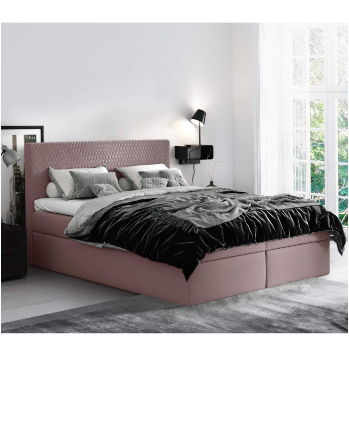 Cosmo continental bed 200x200, upholstered, mattress, mattress cover, container - Image 4
