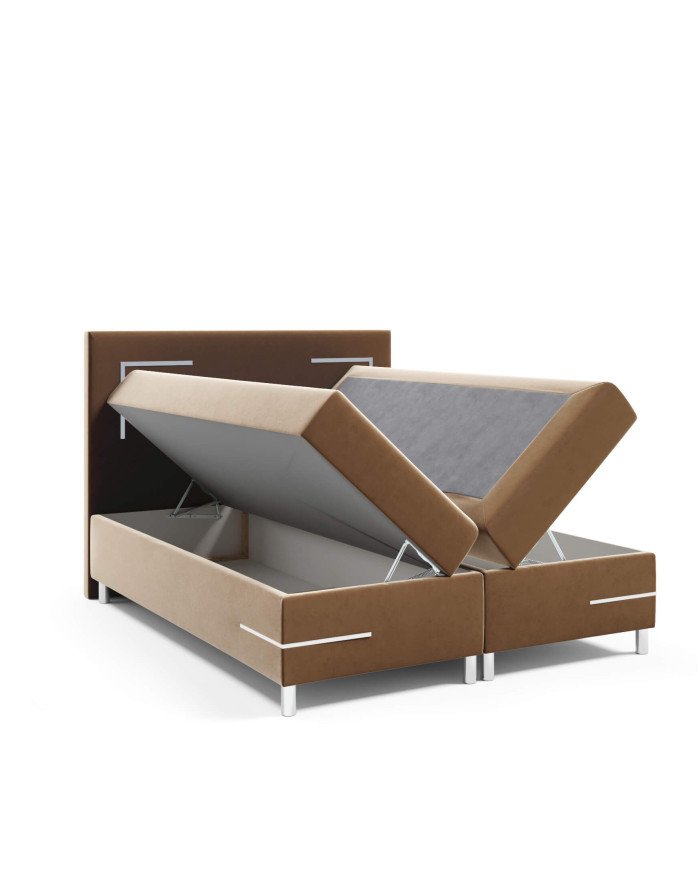 Delos LED continental bed 160x200, with lighting, upholstered, with mattresses, mattress cover, container - Image 4