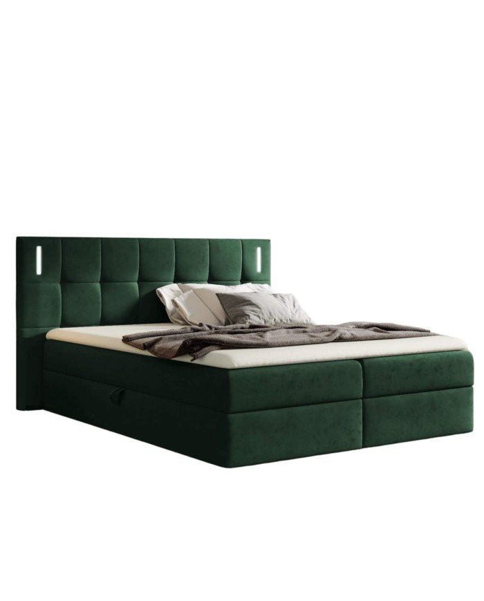 Denver continental bed 120x200, with lighting, upholstered, mattresses, mattress, mattress cover, container - Image 6