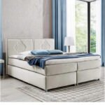 Folk continental bed 180x200, upholstered, with mattress, top layer