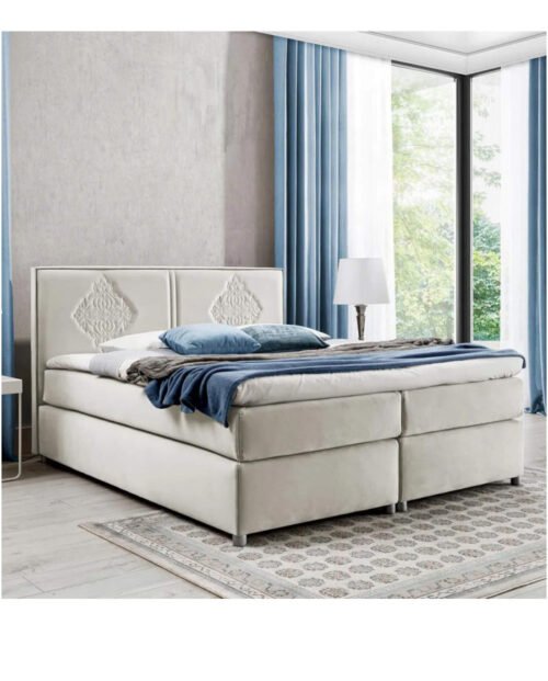 Folk continental bed 200×200, upholstered, mattress, mattress cover