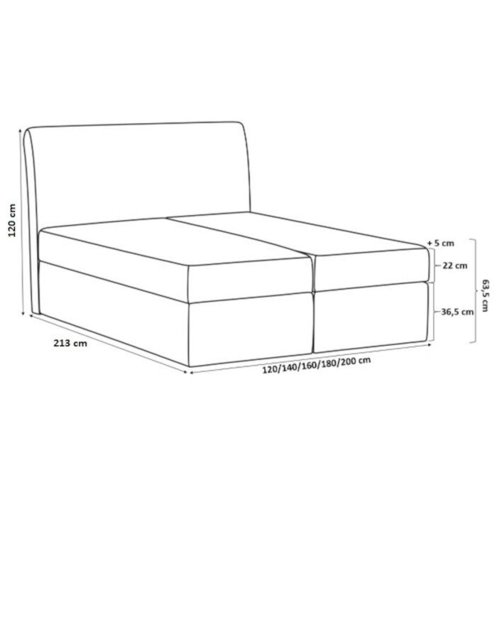 Galaxy continental bed 160x200, upholstered, mattress, mattress cover, container - Image 7
