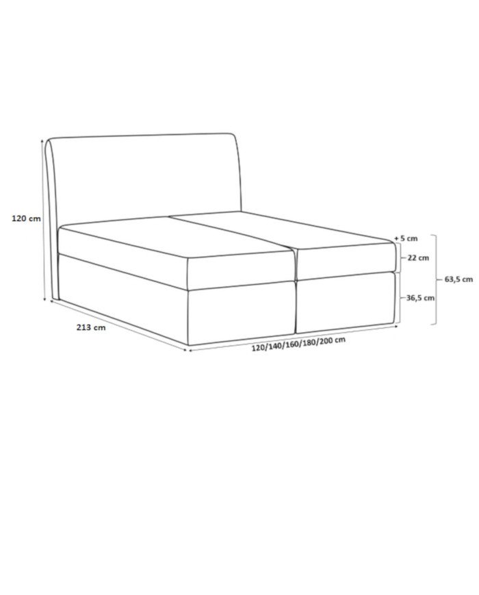 Grand continental bed 140x200, upholstered, mattress, mattress cover, container - Image 7