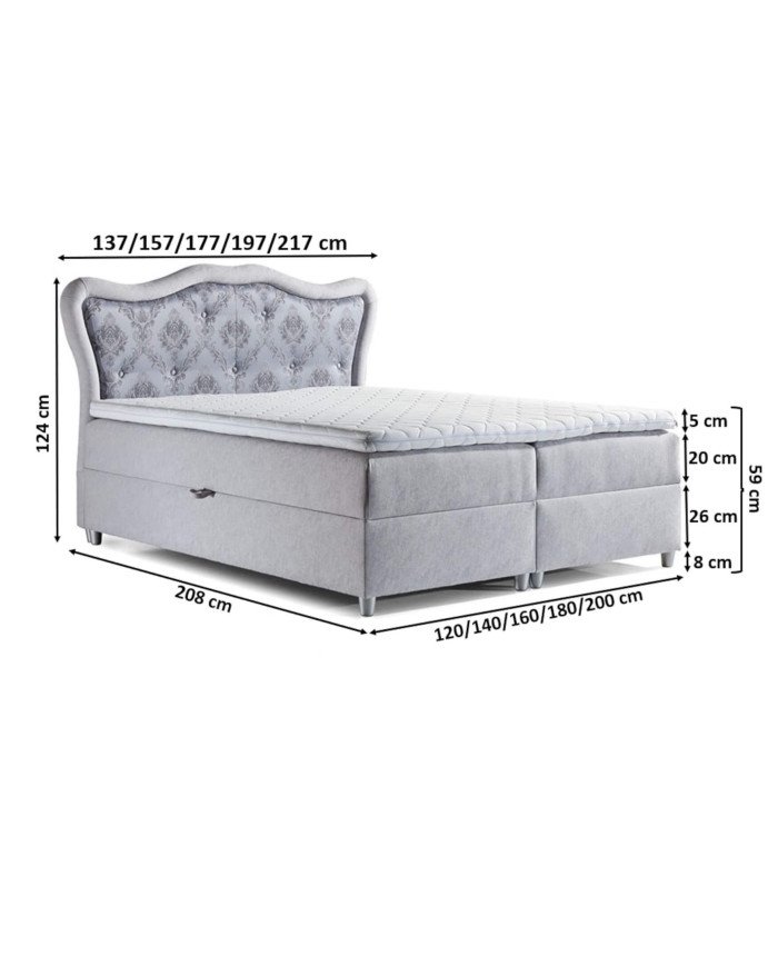 Gusto continental bed 180x200, upholstered, mattress, mattress cover, container - Image 6