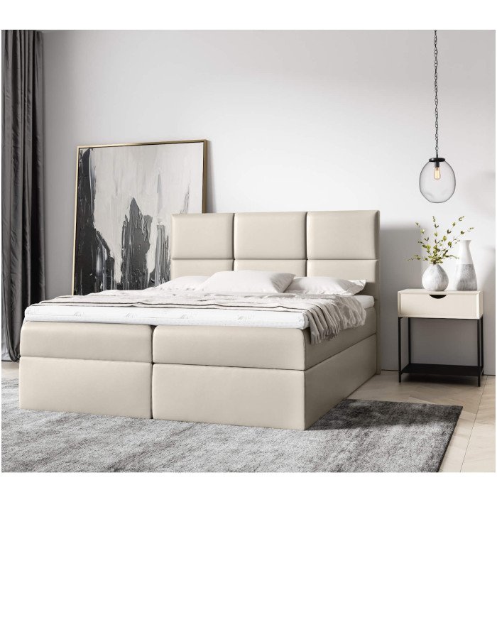Ginger continental bed 160x200, upholstered, mattress, mattress cover, container - Image 3