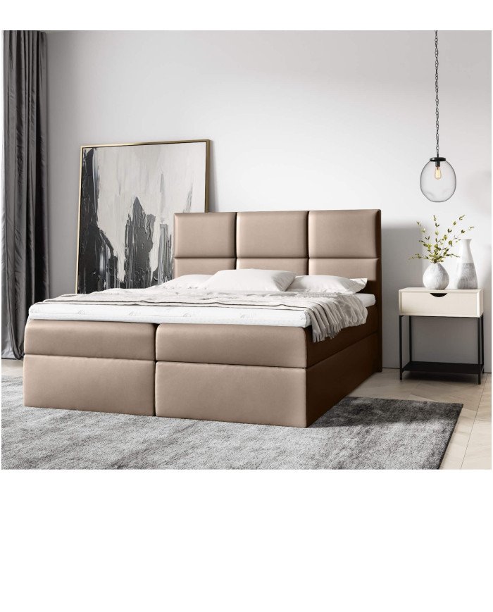 Ginger continental bed 160x200, upholstered, mattress, mattress cover, container - Image 4