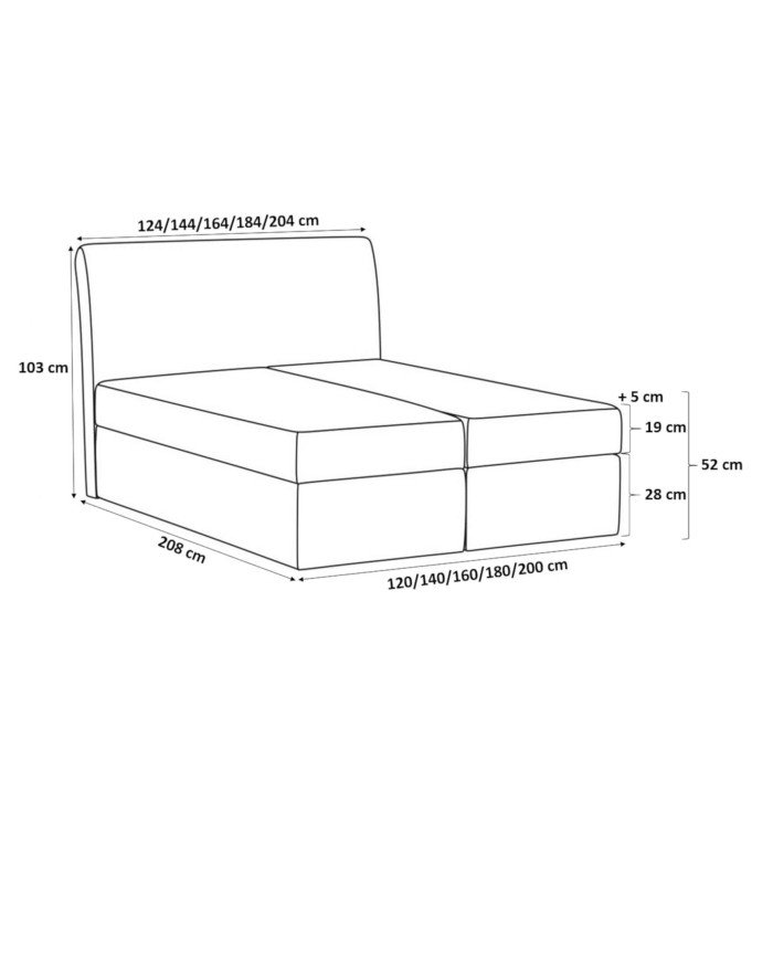Ginger continental bed 160x200, upholstered, mattress, mattress cover, container - Image 7