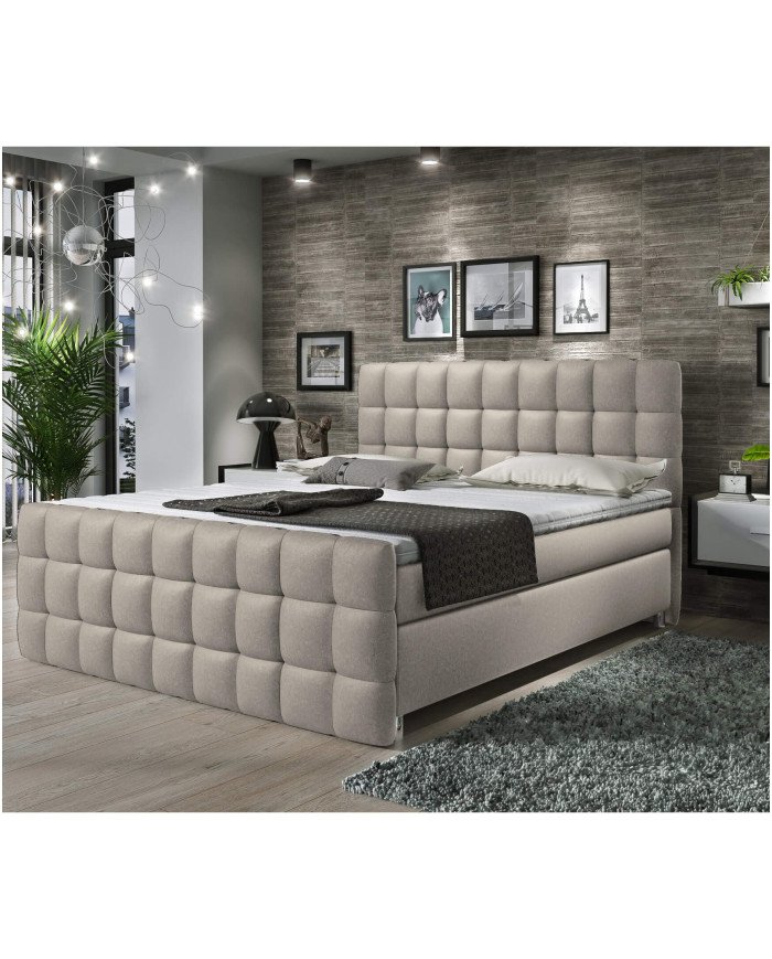 Imperia continental bed, 160x200 cm, upholstered, with pocket spring mattress, top mattress - Image 2