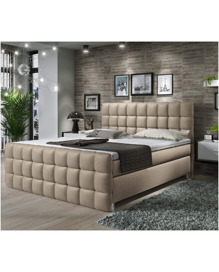 Imperia continental bed, 160x200 cm, upholstered, with pocket spring mattress, top mattress - Image 3