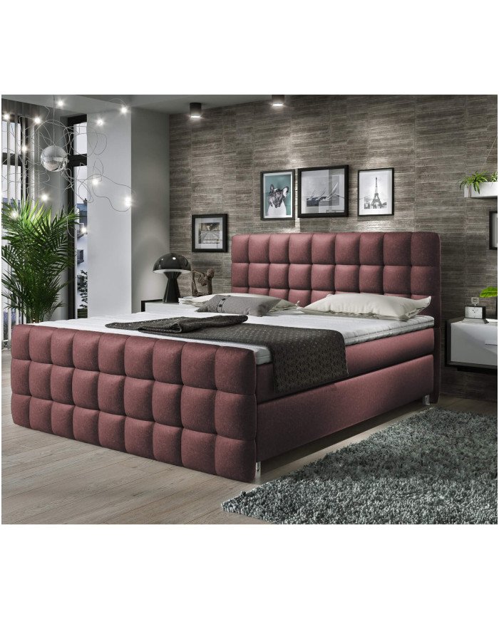 Imperia continental bed, 180x200 cm, upholstered, with pocket spring mattress, top mattress - Image 4