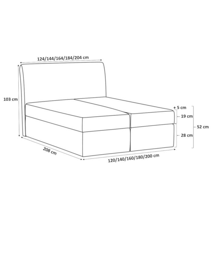 Kardamon continental bed 160x200, upholstered, mattress, mattress cover, container - Image 7