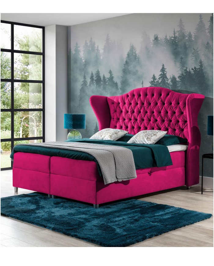 Livia continental bed 120x200, upholstered, mattress, mattress cover, container - Image 4