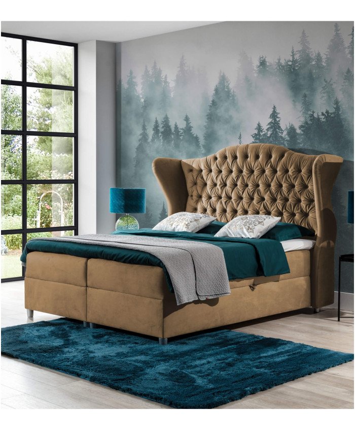 Livia continental bed 120x200, upholstered, mattress, mattress cover, container - Image 6