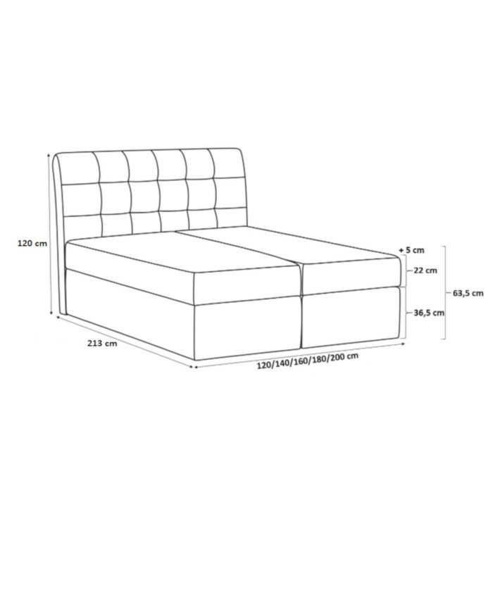 Livorno continental bed 120x200, upholstered, mattress, mattress cover, container - Image 7