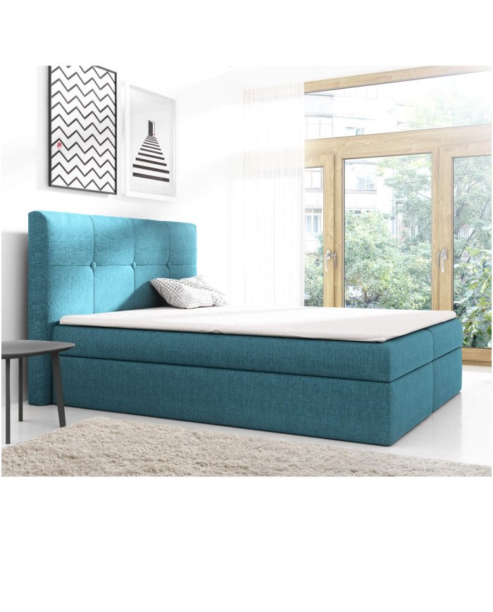 Livorno continental bed 140x200, upholstered, mattress, mattress cover, container - Image 2