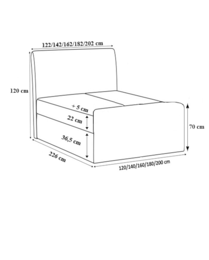 Malibu continental bed 120x200, upholstered, mattress, mattress cover, container - Image 7