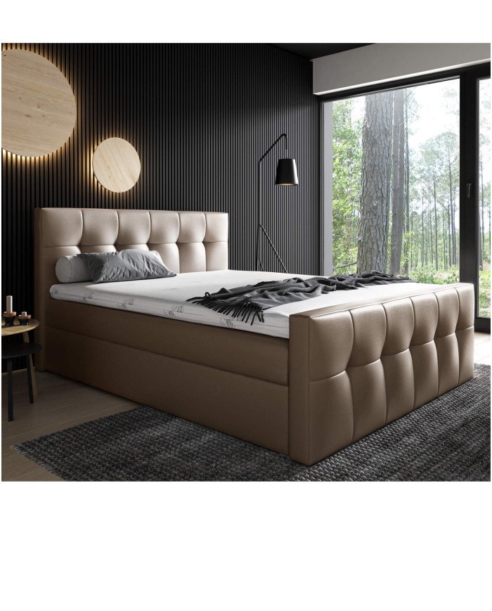 Malibu continental bed 200x200, upholstered, mattress, mattress cover, container - Image 4