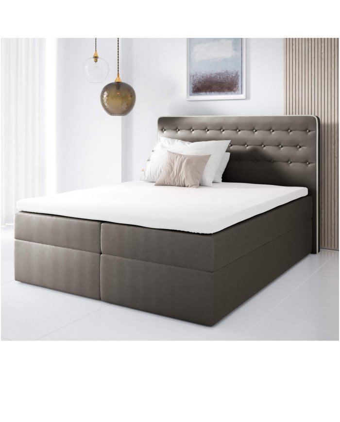 "Malmo" continental bed 160x200, upholstered, mattress, mattress cover, container - Image 2