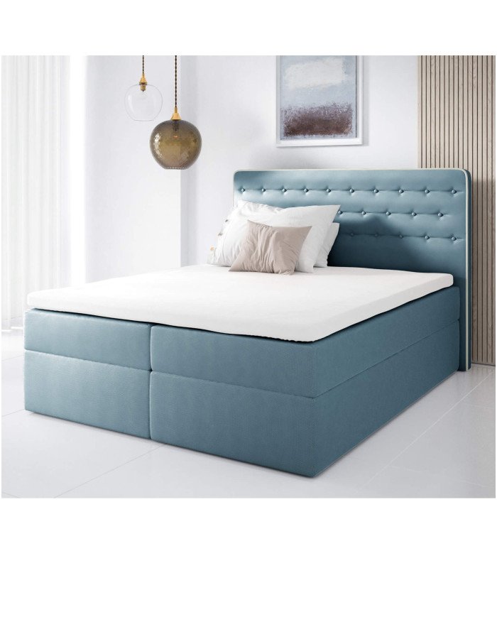 "Malmo" continental bed 160x200, upholstered, mattress, mattress cover, container - Image 3