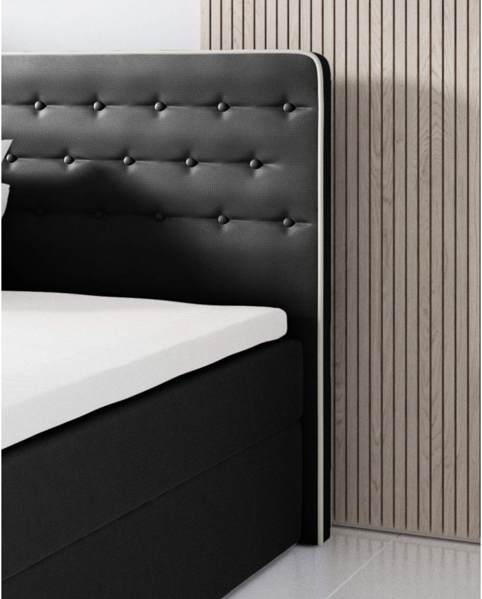 "Malmo" continental bed 160x200, upholstered, mattress, mattress cover, container - Image 4