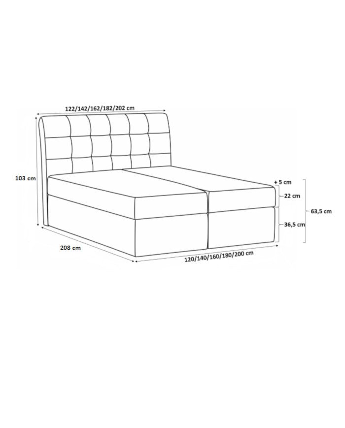 "Malmo" continental bed 160x200, upholstered, mattress, mattress cover, container - Image 5
