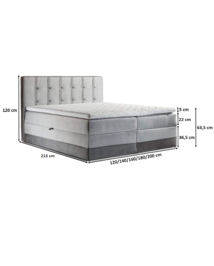 Marlene continental bed 140x200, upholstered, mattress, mattress cover, container - Image 2