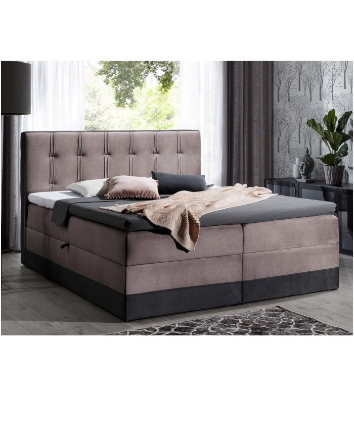 Marlene continental bed 140x200, upholstered, mattress, mattress cover, container - Image 4