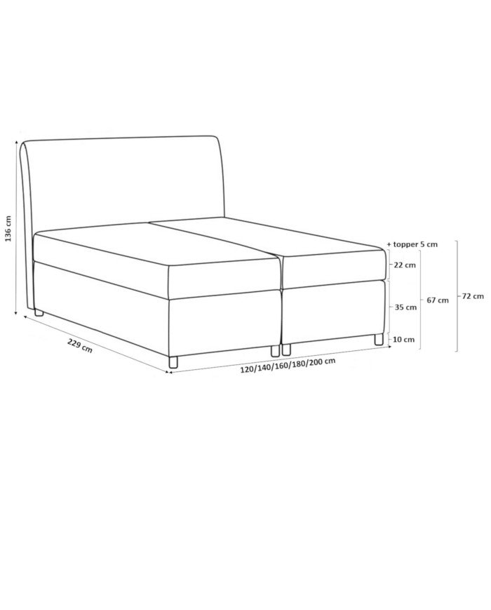 Mars continental bed 200x200, upholstered, mattress, mattress cover, container - Image 6