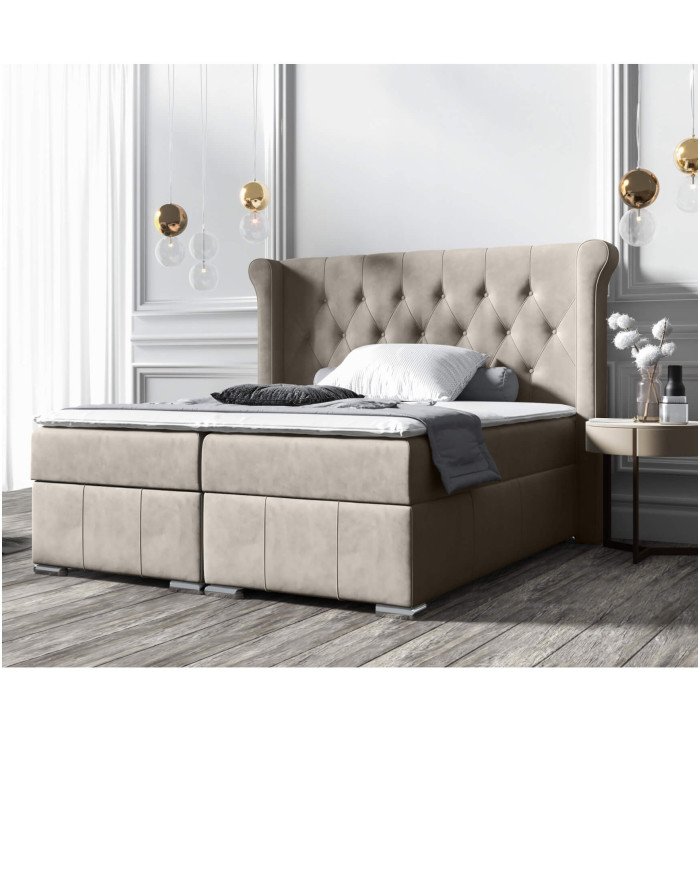 Massimo continental bed 140x200, upholstered, mattress, mattress cover, container - Image 3