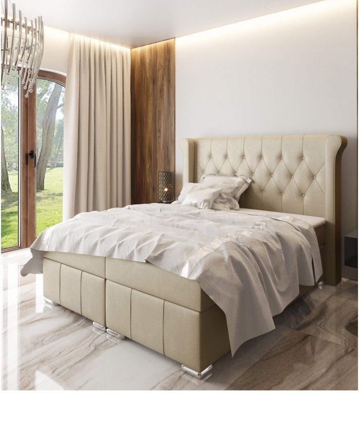 Massimo continental bed 140x200, upholstered, mattress, mattress cover, container - Image 4