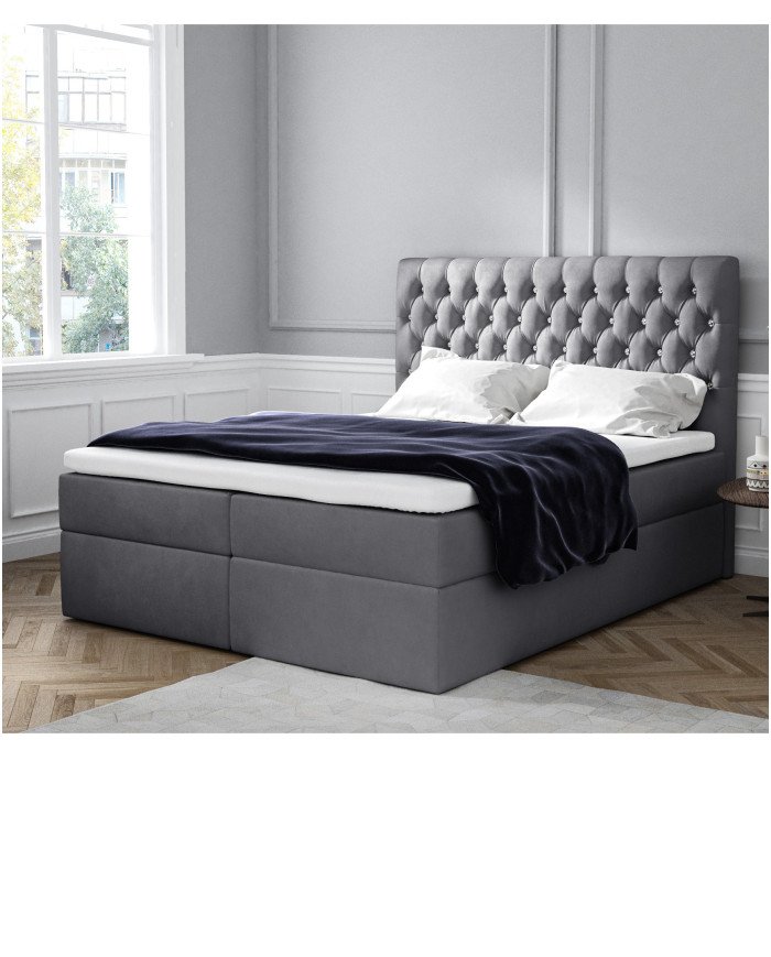 "Monet" continental bed 160x200, upholstered, mattress, mattress cover, container - Image 3